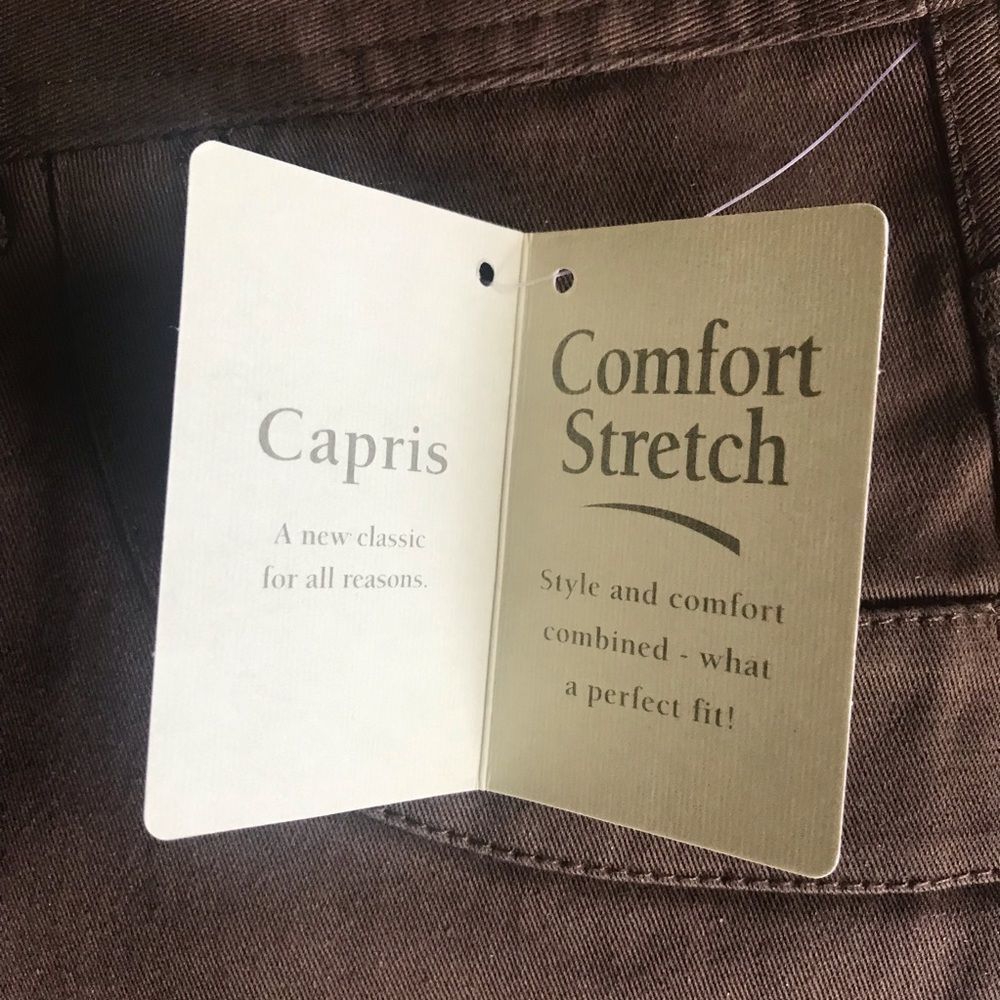 CHRISTOPHER & BANKS Capris Pants Brown Comfort Stretch Button Cuff Size 4 - Picture 6 of 7
